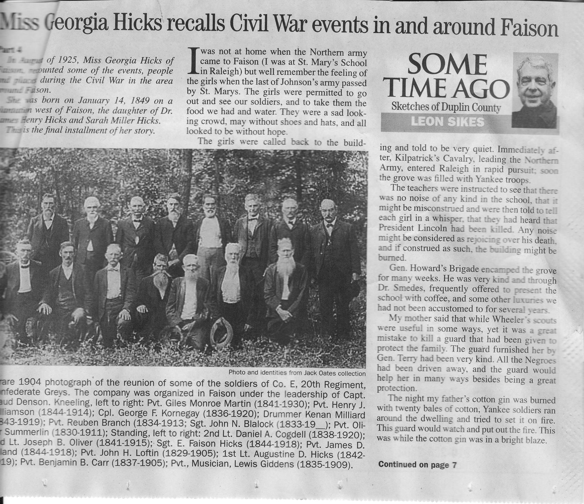 Georgia Hicks Civil War