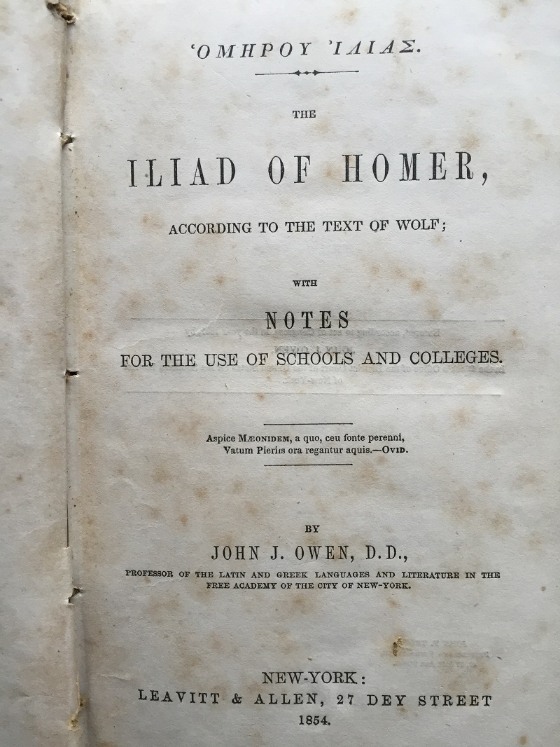 1854_School_Book_Iliad of Homer